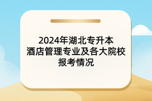 2024年湖北專升本酒店管理專業(yè)及各大院校報(bào)考情況