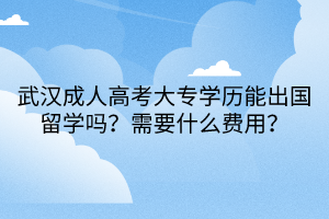 武漢成人高考大專學(xué)歷能出國留學(xué)嗎？需要什么費(fèi)用？