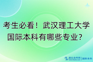 考生必看！武漢理工大學國際本科有哪些專業(yè)？