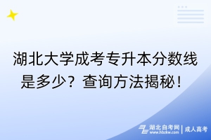 湖北大學(xué)成考專升本分?jǐn)?shù)線是多少？查詢方法揭秘！