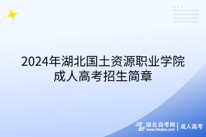 2024年湖北國(guó)土資源職業(yè)學(xué)院成人高考招生簡(jiǎn)章