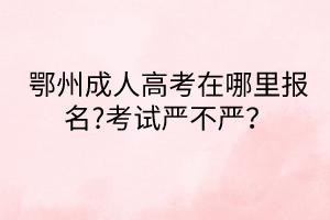 鄂州成人高考在哪里報(bào)名?考試嚴(yán)不嚴(yán)？