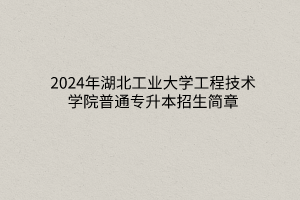 2024年湖北工業(yè)大學(xué)工程技術(shù)學(xué)院普通專升本招生簡章