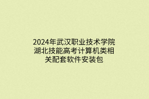 2024年武漢職業(yè)技術(shù)學(xué)院湖北技能高考計算機類相關(guān)配套軟件安裝包