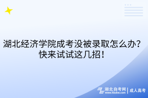 湖北經濟學院成考沒被錄取怎么辦？快來試試這幾招！