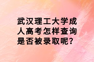 武漢理工大學(xué)成人高考怎樣查詢是否被錄取呢？