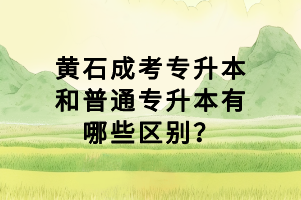 黃石成考專升本和普通專升本有哪些區(qū)別？