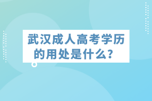 武漢成人高考學(xué)歷的用處是什么？