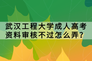 武漢工程大學(xué)成人高考資料審核不過怎么弄？