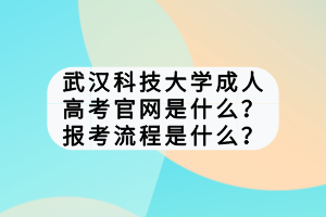 武漢科技大學(xué)成人高考官網(wǎng)是什么？報考流程是什么？