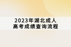 2023年湖北成人高考成績查詢流程