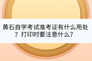 黃石自學考試準考證有什么用處？打印時要注意什么？