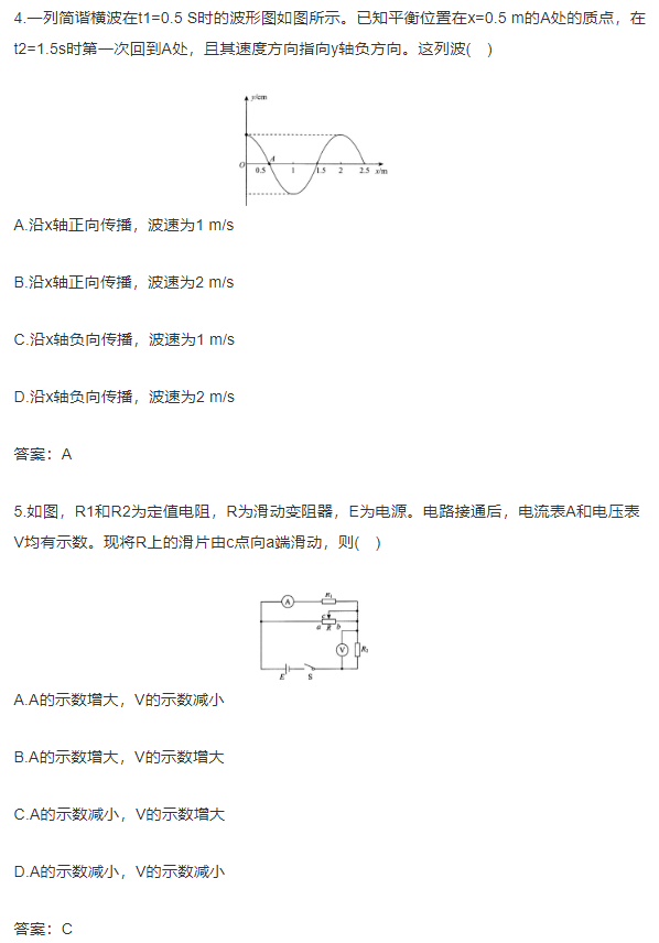 2016年成人高考高起點理化綜合考試真題及答案