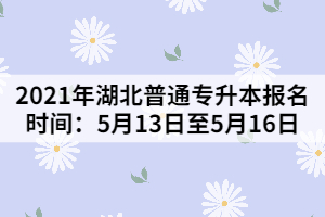 2021年湖北普通專升本報名時間：5月13日至5月16日