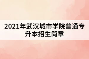 2021年武漢城市學(xué)院普通專升本招生簡(jiǎn)章