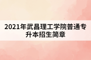 2021年武昌理工學(xué)院普通專升本招生簡(jiǎn)章