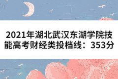 2021年湖北武漢東湖學院技能高考財經類投檔線：353分