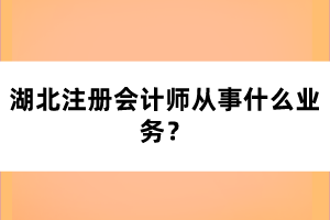 湖北注冊會計師從事什么業(yè)務？