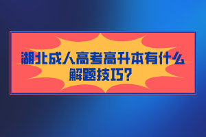 湖北成人高考高升本有什么解題技巧？