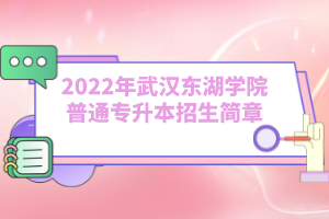 2022年武漢東湖學院普通專升本招生簡章