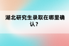 湖北研究生錄取在哪里確認？