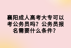 襄陽成人高考大?？梢钥脊珓諉T嗎？公務員報名需要什么條件？